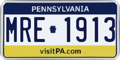 PA license plate MRE1913