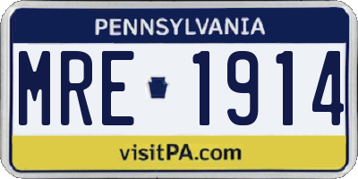 PA license plate MRE1914
