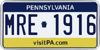 PA license plate MRE1916