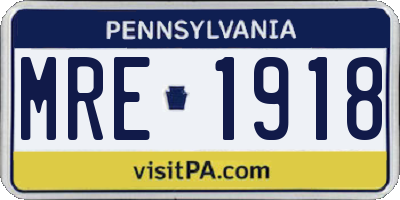 PA license plate MRE1918
