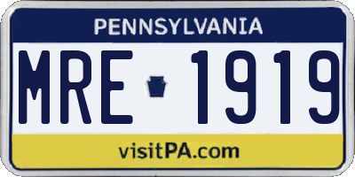 PA license plate MRE1919