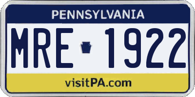 PA license plate MRE1922
