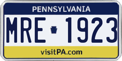 PA license plate MRE1923