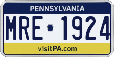 PA license plate MRE1924