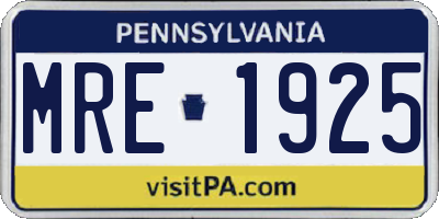 PA license plate MRE1925