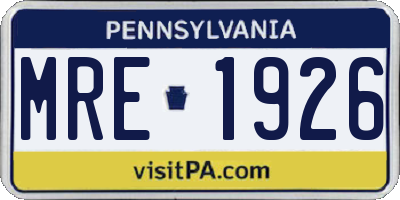 PA license plate MRE1926