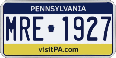 PA license plate MRE1927