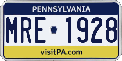 PA license plate MRE1928