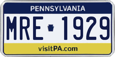 PA license plate MRE1929