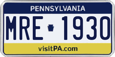 PA license plate MRE1930