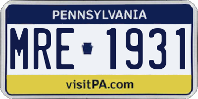 PA license plate MRE1931