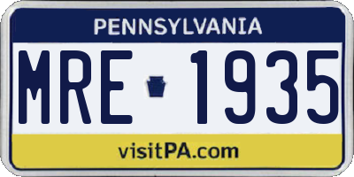 PA license plate MRE1935
