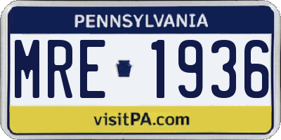 PA license plate MRE1936