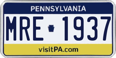 PA license plate MRE1937