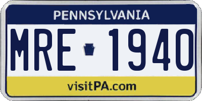 PA license plate MRE1940