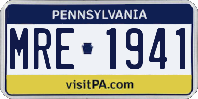 PA license plate MRE1941