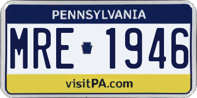 PA license plate MRE1946