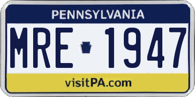 PA license plate MRE1947