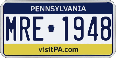 PA license plate MRE1948