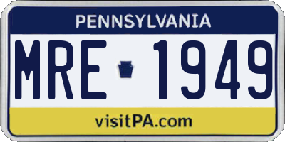 PA license plate MRE1949