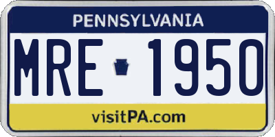 PA license plate MRE1950