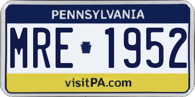 PA license plate MRE1952