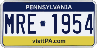 PA license plate MRE1954