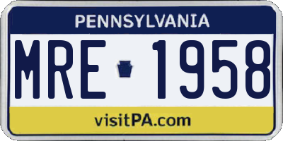 PA license plate MRE1958