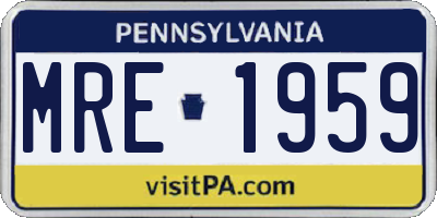 PA license plate MRE1959