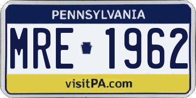 PA license plate MRE1962