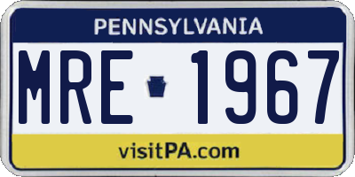 PA license plate MRE1967
