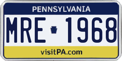 PA license plate MRE1968