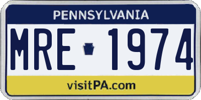PA license plate MRE1974