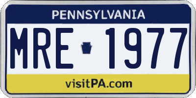 PA license plate MRE1977