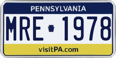 PA license plate MRE1978