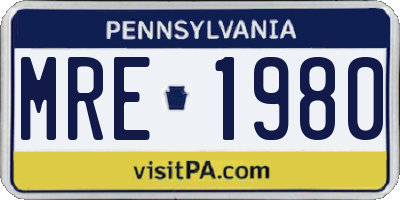PA license plate MRE1980
