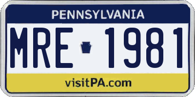PA license plate MRE1981