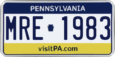 PA license plate MRE1983