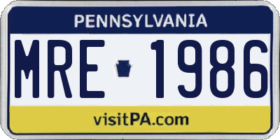 PA license plate MRE1986