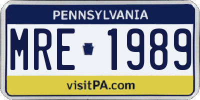PA license plate MRE1989