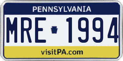 PA license plate MRE1994