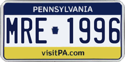 PA license plate MRE1996