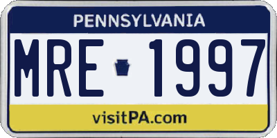 PA license plate MRE1997