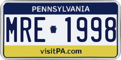 PA license plate MRE1998
