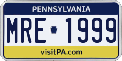 PA license plate MRE1999