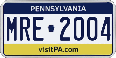 PA license plate MRE2004
