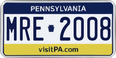 PA license plate MRE2008