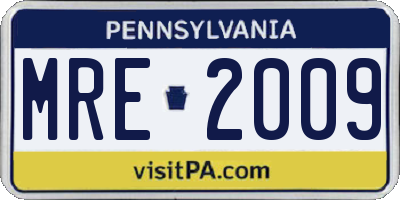 PA license plate MRE2009