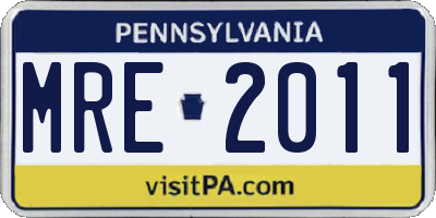 PA license plate MRE2011