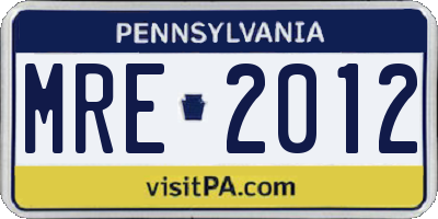 PA license plate MRE2012